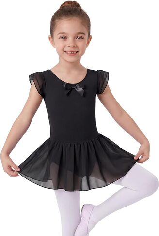 Leotards for Toddler Girls Ballet Dance Dress Tutu Skirted for Kids Ballerina Outfit with Ruffle Sleeve 2T-10Y in Kuwait