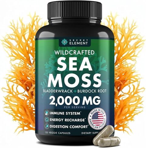 Sea Moss Capsules - Irish Sea Moss Advanced with Burdock Root, Bladderwrack & Muira Puama for Immunity, Gut, & Energy - Superfood Sea Moss Supplements w/Raw Sea Moss Powder, 120 Capsules, (3 Pack) in Kuwait
