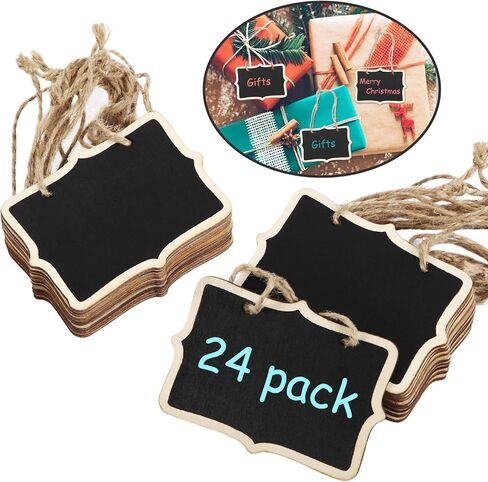 Outus Chalkboard Tags with String Mini Chalkboards Sign Wooden Hanging Chalkboard Labels Basket Tags Blackboard Tag Storage Tag Message Board Signs for Weddings Place Cards(36 Pieces) in Kuwait