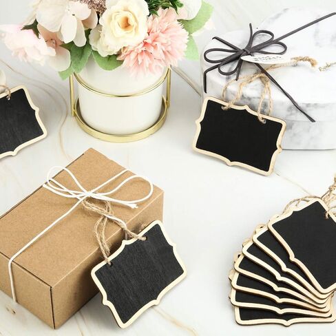 Outus Chalkboard Tags with String Mini Chalkboards Sign Wooden Hanging Chalkboard Labels Basket Tags Blackboard Tag Storage Tag Message Board Signs for Weddings Place Cards(36 Pieces) in Kuwait
