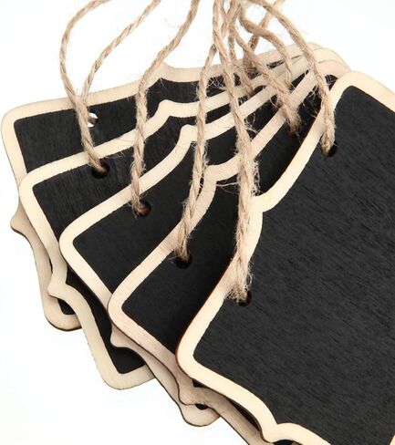 Outus Chalkboard Tags with String Mini Chalkboards Sign Wooden Hanging Chalkboard Labels Basket Tags Blackboard Tag Storage Tag Message Board Signs for Weddings Place Cards(36 Pieces) in Kuwait
