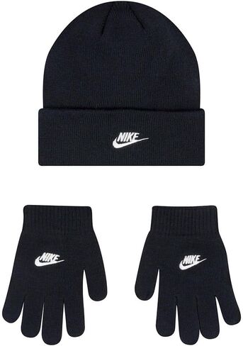 Nike Boy's Futura Beanie Gloves Set (Big Kids) Black 8-20 Big Kids in Saudi Arabia