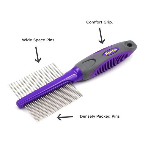 Hertzko Pet Combs - Small & Large Comb Included for Both Small & Large Areas - Removes Tangles, Knots, Loose Fur and Dirt - For Everyday Use for Dogs and Cats with Short or Long Hair (Pack of 2) in Kuwait