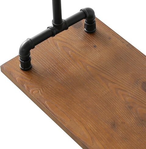 Industrial Pipe Clothing Rack on Wheels, Rolling Iron Garment Racks with Wood Shelves, Commercial Heavy Duty Clothing Racks, Steampunk Clothes Rack Retail (Two Tiers) in Kuwait
