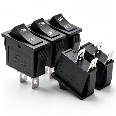 Twidec/6Pcs Rocker Switch Toggle AC 6A/125V 10A/250V DPST 4 Pins 2 Position ON/Off Blue LED Light Illuminated Boat Switch KCD1-4-201N-BU in Kuwait