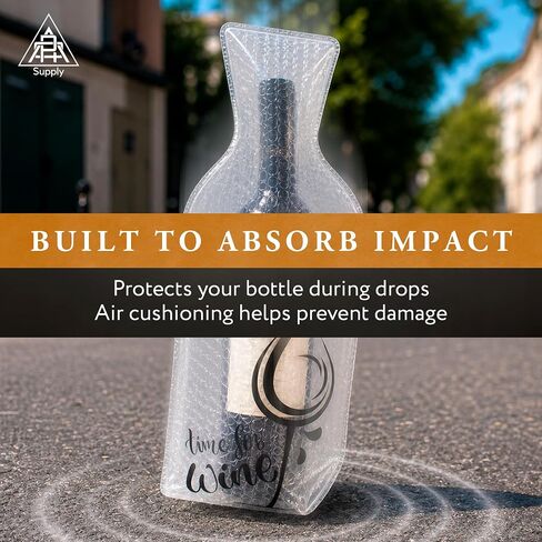 Air Column Wine Bottle Protector Bags, 8.5 x 15.5 Inch. Pack of 25 Clear Reusable Wine Bags for Travel. Wine Travel Bags for Wine Bottles Airplane. Liquor Bottle Protectors for Travel in Kuwait