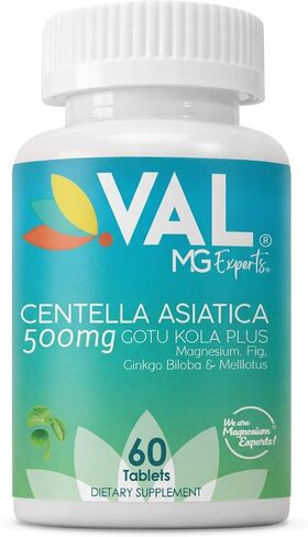 VAL Gotu Kola + Magnesium Citrate & Centella Asiatica | Focus, Calm & Circulation Support* | 60 Vegan Tablets | Non-GMO, Gluten-Free, USA Made in Kuwait