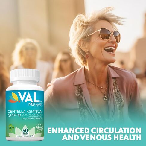 VAL Gotu Kola + Magnesium Citrate & Centella Asiatica | Focus, Calm & Circulation Support* | 60 Vegan Tablets | Non-GMO, Gluten-Free, USA Made in Kuwait