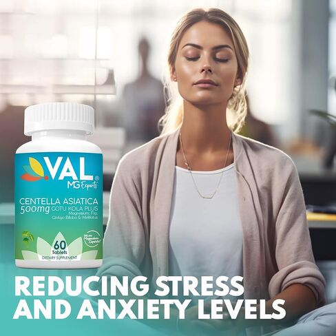 VAL Gotu Kola + Magnesium Citrate & Centella Asiatica | Focus, Calm & Circulation Support* | 60 Vegan Tablets | Non-GMO, Gluten-Free, USA Made in Kuwait