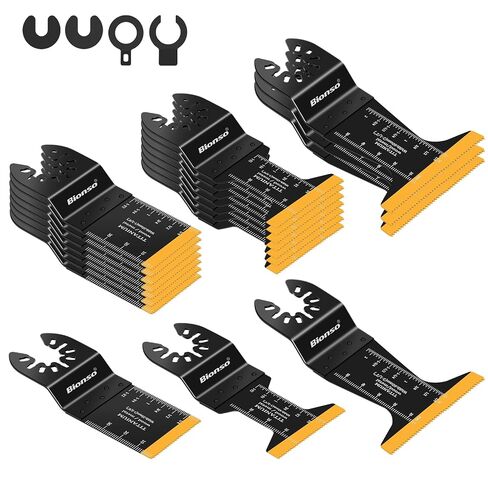 Bionso 55PCS Oscillating Saw Blades, Professional Universal Titanium Multitool Blades for Wood Plastics Metal, Quick Release Multi Tool Kits Fit Dewalt Ryobi Milwaukee Rockwell Fein Makita in Saudi Arabia