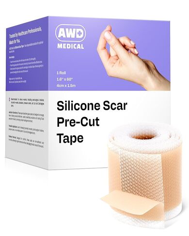 AWD Silicone Scar Sheets for Surgical Scars - Seamless Medical Grade Silicone Scar Tape for C Section, Tummy Tuck Tape - Silicone Skin Patches After Surgery Must Haves (1.6" x 60" Seamless Roll) in Kuwait
