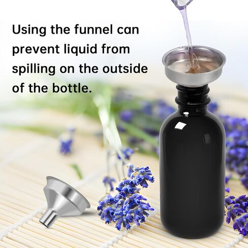 Black 2 oz Glass Boston Bottles with Black Poly Cone Cap, 60ML Round Glass Bottle for Essential Oil, Perfume and Liquid Boston Round Bottles - UV Rays Protection (12) in Kuwait