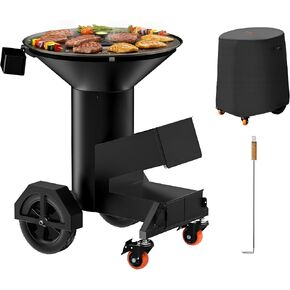 Onlyfire Wood Burning Rocket Stove with Griddle and Grate, Large Wood BBQ Stove with Wheels, Ash Tool and Stove Cover, Outdoor Stove for Patio Cooking, Backyard Bonfire, Picnic, Tailgating, GS346 in Kuwait