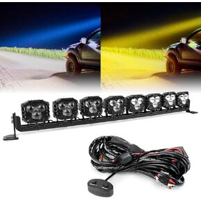 شريط إضاءة LED مقاس 32 بوصة، لون أبيض كهرماني مزدوج 240 وات، شعاع ضوئي عالي الكثافة للطرق الوعرة مع مجموعة أدوات تشغيل/إيقاف الأسلاك للجرار، ATV، UTV، القارب، مصد سقف الشاحنات in Kuwait