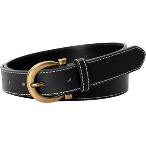 MJNUONE Leopard Print Belt for Women Retro Copper Half Round Buckle Animal Printed Black&Grey Belt for Casual or Formal in Kuwait