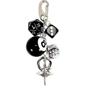سلسلة مفاتيح القلب اللطيفة ، سحر حقيبة Y2K ، سلسلة مفاتيح صور Kawaii ، Bow 8 Ball Star Dice Asestheticory for Women in Kuwait