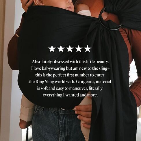 Wildbird - Ring Sling Baby Carrier - المولود الجديد يصل إلى 35 رطلاً - للأمهات والآباء ومقدمي الرعاية - ألياف الكتان الأوروبية الطبيعية 100 ٪ - متعدد الاستخدامات وقابلة للتعديل - 74 بوصة - نسيج الغراب وخاتم الذهب in Kuwait