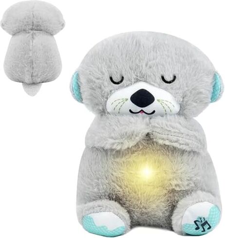 Breathing Stuffed Animal, Mush Plushies for Anxiety and Sleep, Breathing Plush, Four Gear Adjustment, Volume Control, Portable Plush Toy with Music Light, Perfect for Relieving Baby Quiet in Kuwait