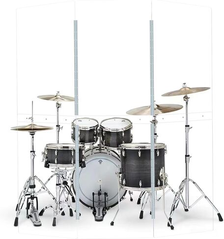 Portable Drum Shield 5 Panels 2ft x 5ft - Acrylic panel with Stainless Steel Hinges - Perfect for Churches, Home Practice, and Live Performances. in Kuwait