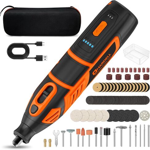 مجموعة أدوات Rotary Rotary Hardell Cordless ، 6 سرعة قابلة للتعديل مع شاشة رقمية ، أداة دوارة مع ملحقات 80pcs ، 2000 مللي أمبير في الساعة بطارية الصنفرة ، الطحن ، الحفر ، النقش in Kuwait