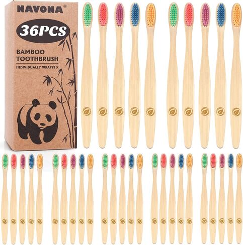 36PCS Kids Bamboo Toothbrushes, BPA Free Soft Toothbrushes for Adults and Kids, Soft Bristles Toothbrushes, Reusable Travel Toothbrushes, Eco Friendly Natural Wooden Toothbrushes Bulk in Kuwait