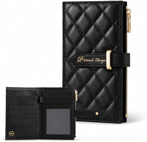 Passport Holder for Women, RFID Blocking Travel Wallet Case with Credit Card Holders, Slim Thin Leather Passport Wallet with Zipper in Kuwait