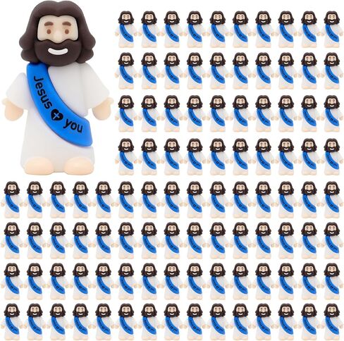 YuDanae Mini Jesus Figures Rubber Jesus Figurines Toys in Bulk Religious Party Favors Sunday School Craft Baptism Gifts for Easter Egg Stuffers in Kuwait