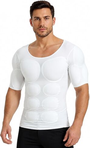 Men's Fake Muscle T-Shirt, Enhancers Strong Shoulder Pads Underwear, for Weddings Parties Daily Wear in Kuwait