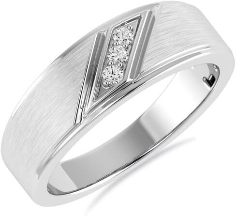 فرقة Archman® Three Stone Wedding Men's Band ، 0.10CTW Round Cut Lab خاتم خطوبة الماس في الذهب الصلب 10K in Kuwait