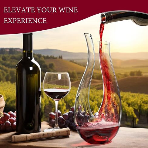 1PC Luxurious U-Shaped Crystal Glass Wine Decanter - High-End European Style, Harp Design, LargeRed Wine Capacity, Perfect for Home, Restaurant, and Household Use in Kuwait