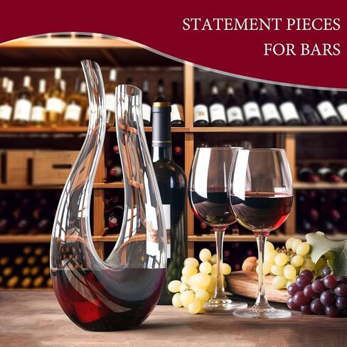 1PC Luxurious U-Shaped Crystal Glass Wine Decanter - High-End European Style, Harp Design, LargeRed Wine Capacity, Perfect for Home, Restaurant, and Household Use in Kuwait