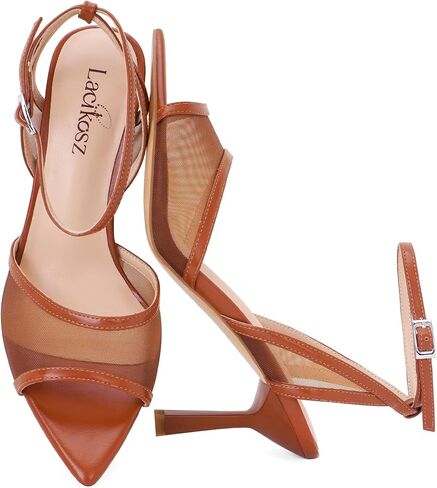 Women's Mesh High Heels Sandals Pointed Open Toe Ankle Buckle Strap Stiletto Heels Dress Wedding Shoes in Kuwait