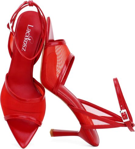 LACIKOSZ Strappy Sandals For Women Mesh Comfortable Heeled Sandal | Pointed Toe Lace Up Sandals Dressy For Wedding Party Daily in Saudi Arabia