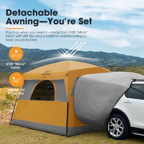 Sanhima SUV Tent للتخييم مع Rainfly - 2 تصميم الباب مقاوم للماء PU3000mm طبقة مزدوجة Tailgate Tent For Van Jeep Cuv Model ، in Kuwait