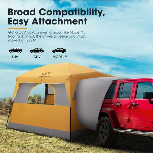 Sanhima SUV Tent للتخييم مع Rainfly - 2 تصميم الباب مقاوم للماء PU3000mm طبقة مزدوجة Tailgate Tent For Van Jeep Cuv Model ، in Kuwait