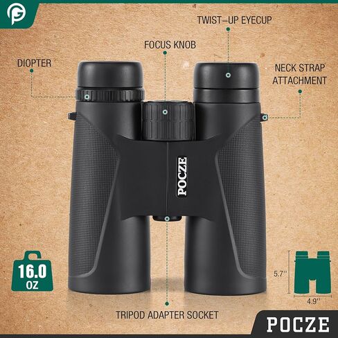 Binoculars for Adults, 12x42 Waterproof and Durable Binoculars with Multi-Coated Optics and Protective Rubber Armor, Lightweight Binocular for Bird Watching, Outdoor Sports, Hunting, Travel-Gray in Kuwait