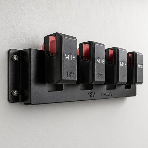 Metal Battery Holder for Milwaukee M18 & Dewalt 18V/20V,Durable Battery Wall Mount Rack for M18 18V Battery,Battery Storage with 4 Slots,Battery Mount Organizer for M18 18V,Black in Saudi Arabia