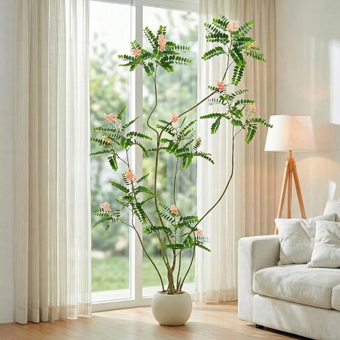 Artificial Locust Tree, Faux Trees with White Flowers & Pot, 6FT Large Floor Plant Artificial Sophora Fake Flower Tree Silk Plants for Indoor Office Home Room Patio Balcony Porch Decor in Kuwait