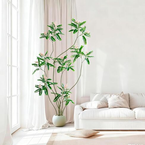 Artificial Locust Tree, Faux Trees with White Flowers & Pot, 6FT Large Floor Plant Artificial Sophora Fake Flower Tree Silk Plants for Indoor Office Home Room Patio Balcony Porch Decor in Kuwait