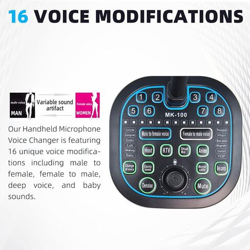 تغيير الصوت المحمول ، تسجيل ألعاب Microphone Microphone Microphone مع 16 مؤثرات صوتية ، Mini البث المباشر مرنك لجهاز الكمبيوتر المحمول PS4 PS5 Xbox One in Kuwait
