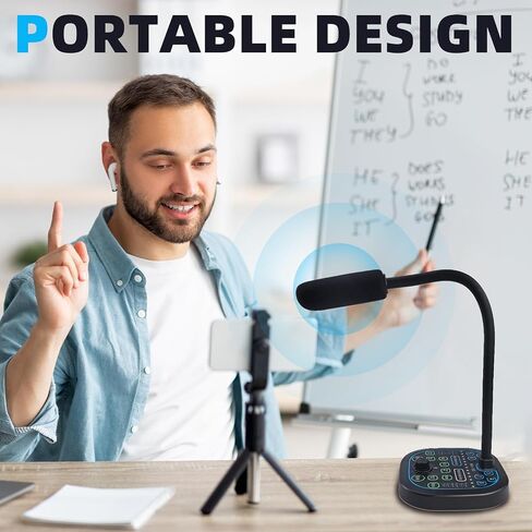 تغيير الصوت المحمول ، تسجيل ألعاب Microphone Microphone Microphone مع 16 مؤثرات صوتية ، Mini البث المباشر مرنك لجهاز الكمبيوتر المحمول PS4 PS5 Xbox One in Kuwait