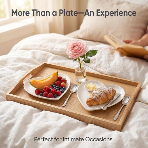 DELLING Heart Shaped Dessert Salad Plates- 6 Pack, 7.3 Inch Ceramic White Dinner Plates, Heart Dishes for Dessert, Appetizer, Steak, Snacks, Microwave & Oven Safe, Thanksgiving & Christmas Day Gifts in Kuwait