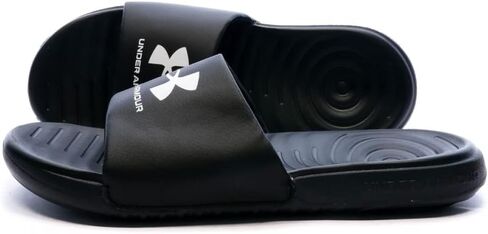 Under Armour Men's Ansa Fixed Strap Slide Sandal, (008) Black/Colorado Sage/Green Screen, 13 in Saudi Arabia