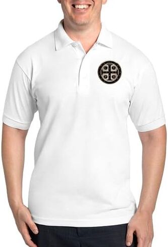 Cafepress St. Benedict Medal Golf Shirt Men Genf Polo Shirt Pique Pique in Kuwait