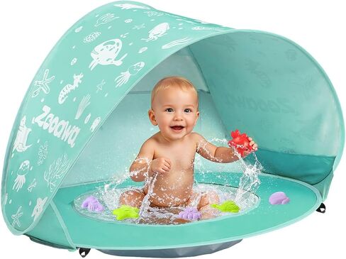 Baby Beach Tent with Pool, Pop Up Beach Tent Sun Shade for Infant | Portable Sun Shelter Pool UV Protection Baby Beaches Essentials with Beach Sand Toys Set for Toddlers Outdoor in Saudi Arabia