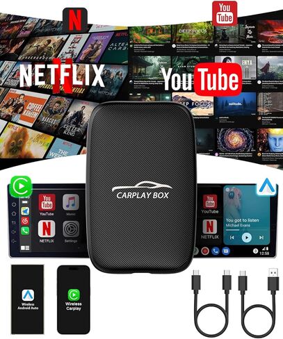 2025 محول CarPlay اللاسلكي الذي تمت ترقيته ، ودعم محول Wireless و Android Apple Carplay 5-in-1 ، بطاقة Magic AI للسيارات من 2016 و iPhone IOS10+ in Kuwait