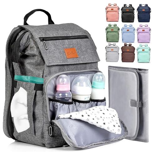 حقيبة حفاضات Bilani Bilani Baby Diaper - حقيبة أطفال للبنين والبنات - حقيبة حفاضات - أكياس حفاضات السفر الكبيرة مع تغيير وسادة - البحث عن تسجيل الطفل وهدايا استحمام الطفل - in Kuwait