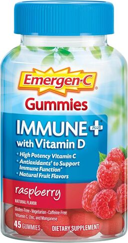 Emergen -C Immune+ المناعة المناعية ، فيتامين D بالإضافة إلى 750 ملغ فيتامين C ، مكمل الدعم المناعي الغذائي ، خالي من الكافيين ، خالٍ من الغلوتين ، نكهة التوت - 45 عددًا in Kuwait