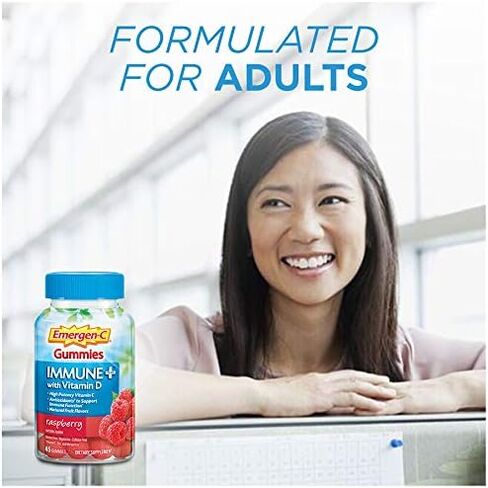Emergen -C Immune+ المناعة المناعية ، فيتامين D بالإضافة إلى 750 ملغ فيتامين C ، مكمل الدعم المناعي الغذائي ، خالي من الكافيين ، خالٍ من الغلوتين ، نكهة التوت - 45 عددًا in Kuwait