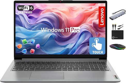 Lenovo IdeaPad Laptop 2025 15.6" FHD IPS Touchscreen for Business, 24GB RAM, 1.5TB Storage (1TB SSD + 500GB Ext.), 6-Core Intel i3, Wi-Fi 6, Long Battery, MarxsolAccessory, Win 11 Pro with MS Office in Saudi Arabia